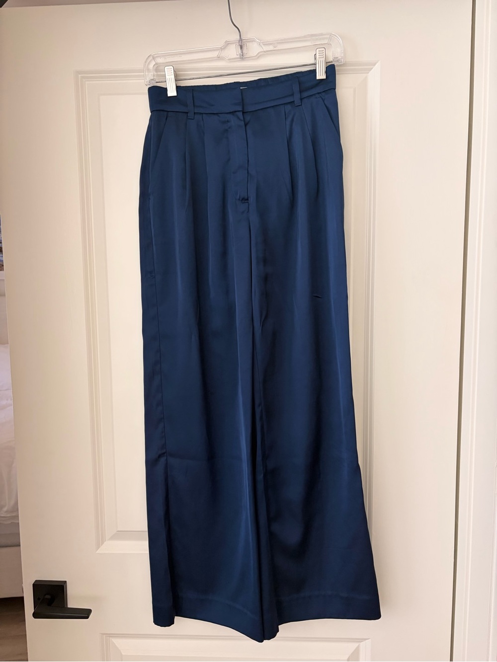 Abercrombie & Fitch Navy Blue Satin Pants